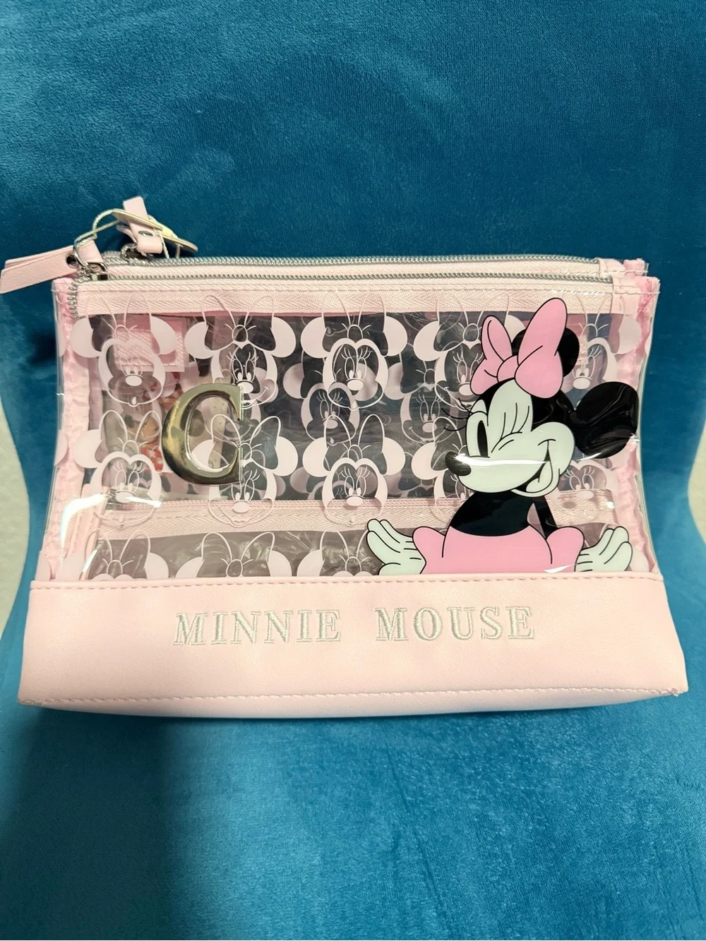 Disney Minnie Mouse Pink Clear Cosmetic Pouch